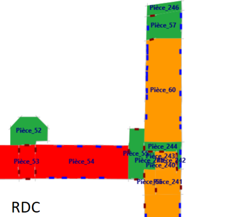 Visualisation des concentrations de mercure dans chacune des pièces du rez-de-chaussée du bâtiment universitaire
