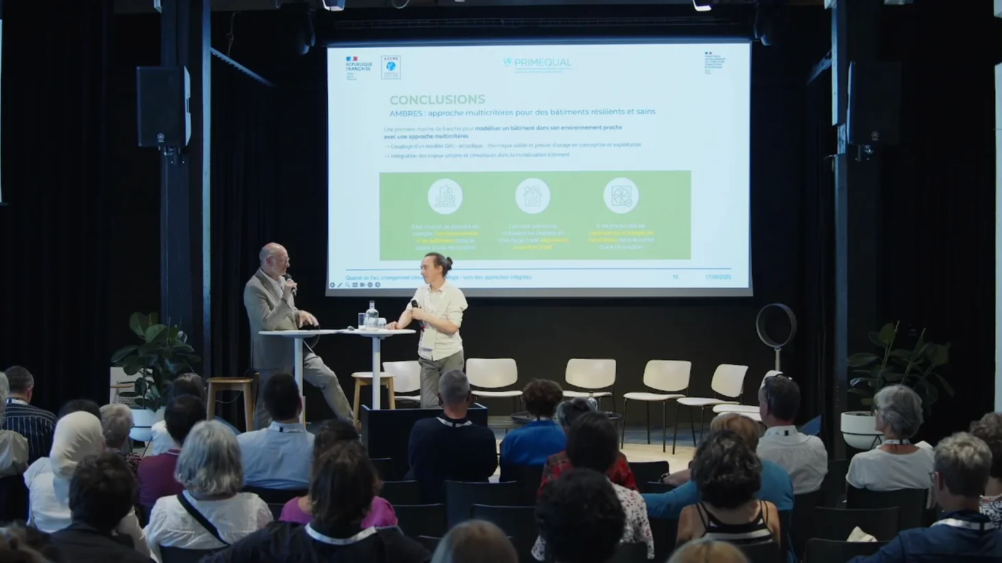 Présentation du projet AMBReS par Maxence Mendez au colloque Primequal. Cette étude porte sur les pratiques de conception et de rénovation à adopter afin de faire face au climat 2050.